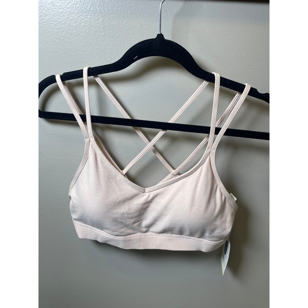 Old Navy Active Womens Strappy Back Sports Bra Light Support Pale Pink Large NWT